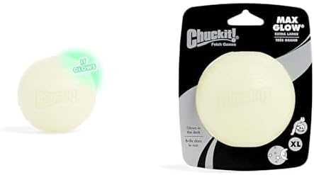 Chuckit! Max Glow Bouncy Ball Bundle - Large 3 Inch & Extra-Large 3.5 Inch Glow in The Dark Dog Balls, Pack of 2