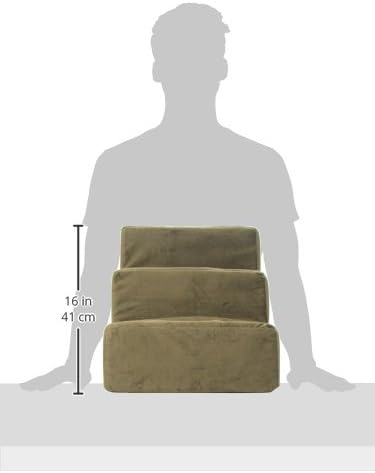Majestic Pet 3 Step Suede Portable Dog Stairs for Small Dogs to get on Bed Supports 25 lbs or Less – Dog Steps for High Bed with Machine Washable Cover – Pet Stairs for Cats Chocolate Brown