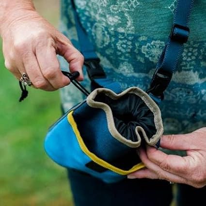 P.L.A.Y. Scout & About Deluxe Training Treat Pouch with Poop Bag Dispenser - 3 Way Wear, Detachable & Adjustable Strap, Reflective Strips, Water-Resistant Back Zipper Pocket, Squeaker (River)
