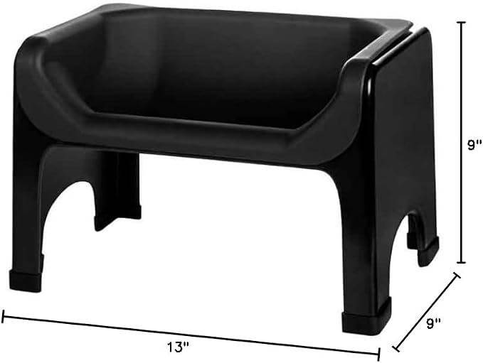 Fluff Trough Elevated Dog and CAT Feeder, Black, X-Large