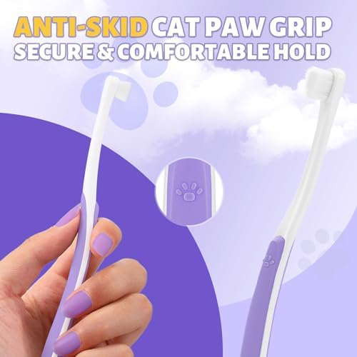 Cat Toothbrush for Kitten Teeth Cleaning + Natural Coconut Oil Cat & Dog Toothpaste
