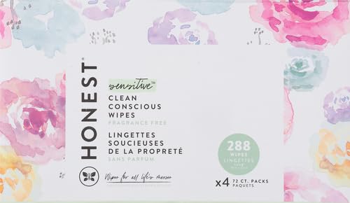 The Honest Company Hypoallergenic Multi-Use Baby Wipes for Sensitive Skin, Rose Blossom, 288 Count (Pack of 3)