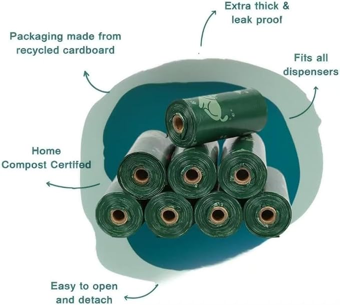 540 Biodegradable Pet Poop Bags (36 Rolls) - 9x13 Inch XL Cat Print Waste Bags for Dogs & Cats - Leak-Proof, Ultra-Thick, Scented with Leash Dispenser & Carabiner Clip, Green