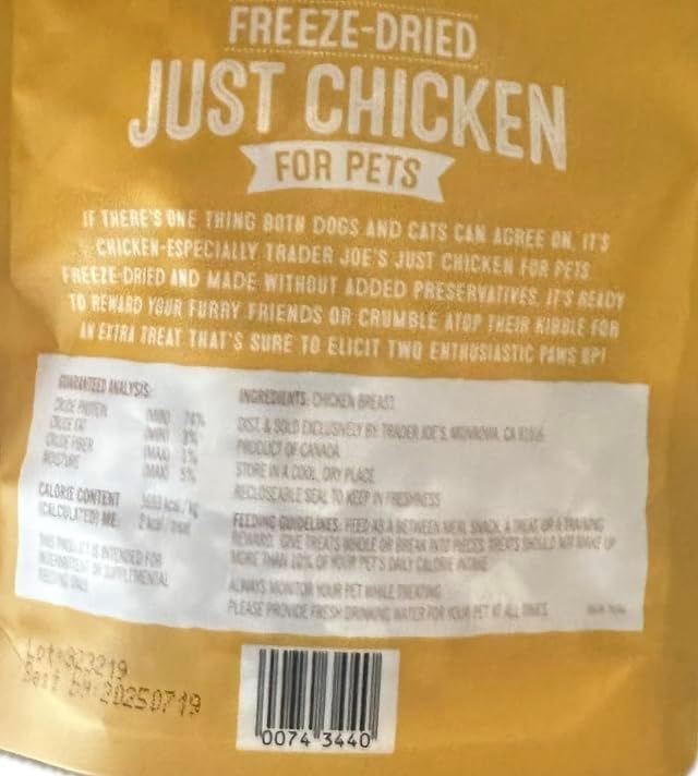 Trader Freeze-Dried Dog and cat Treats and Food Topper Set - Just Chicken (2 Bags)