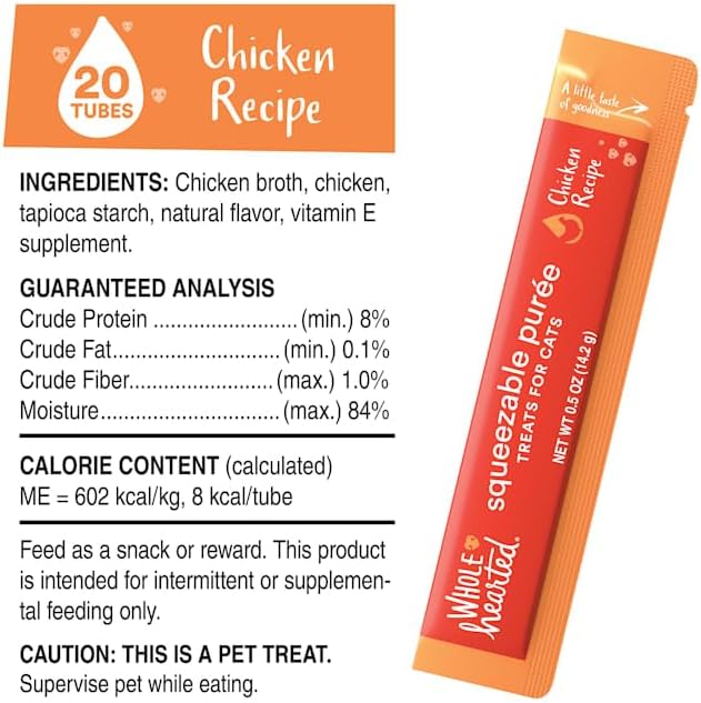 WholeHearted by Petco Squeezable Puree Cat Treat Variety Pack 0.5 oz. Count of 50