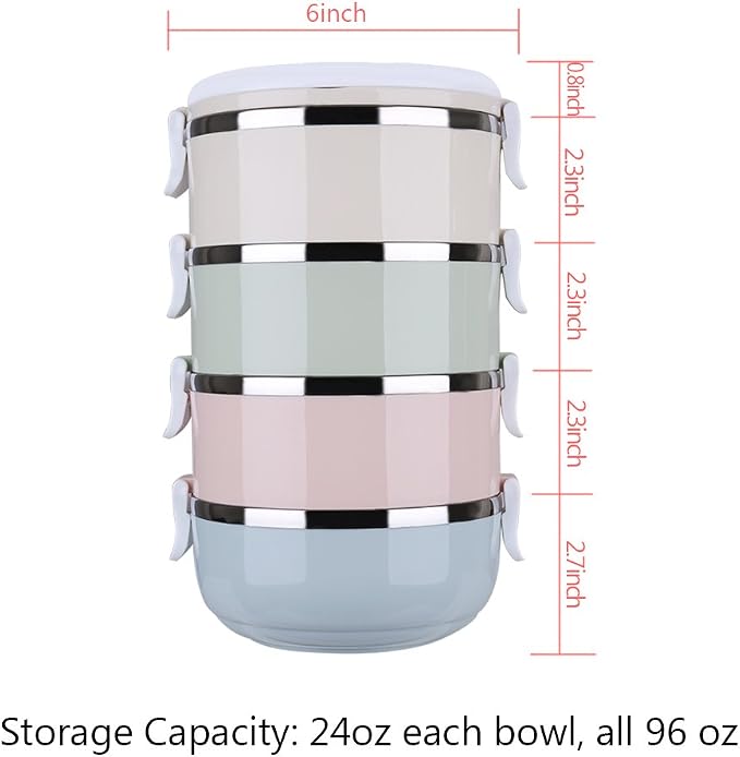 Pets Travel Bowl,4 Tiers Portable Stainless Steel Travel Lunch Bowls Set for Pet