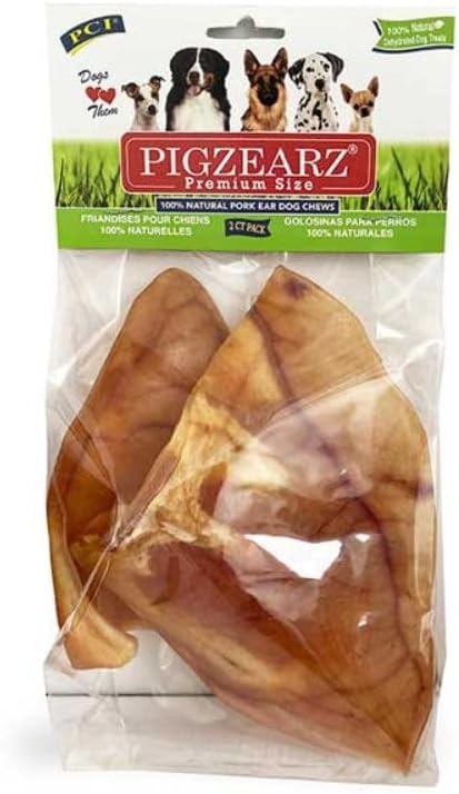 PCI -Pet Center, Inc Pigzears - 100% Pig Ears - Dog Treat - 2 Count
