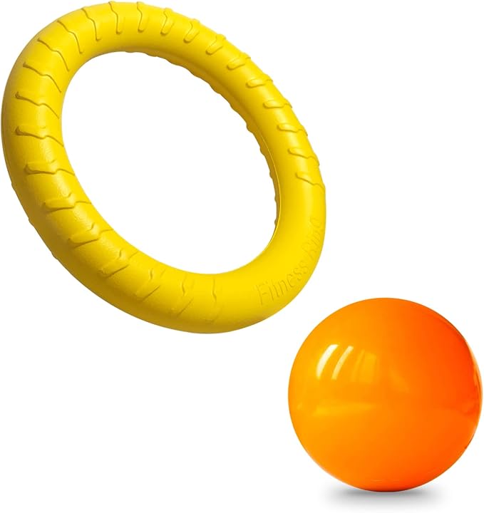Dog Ball and Yelleow Doy Ring Toy Multifunctional Dog Toys for Small, Medium and Large Dogs Natural Rubber Long-Lasting Indestructible Lightweight&Floating