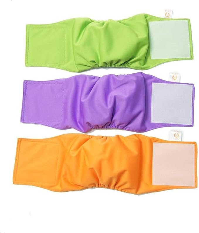 PETTING IS CARING Male Dog Wraps Washable & Reusable Belly Band Diapers Materials Durable Machine Washable Doggie Pee Puppy Pads Diaper Trainer Potty - 3 Pack Set
