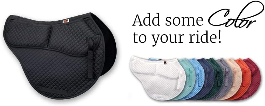 ECP Equine Comfort Products All-Purpose Contoured Correction Saddle Pad with Adjustable Memory Foam Inserts for Custom Support, Non-Slip, Shock Absorbing, 22” Spine, 19.5” Drop