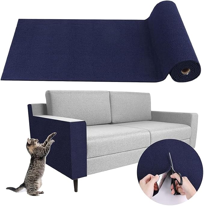 Cat Scratching Mat, Furniture Protector, Self-Adhesive (Nails Included in The Package) (Blue, 11.8 x 78.7 inch)