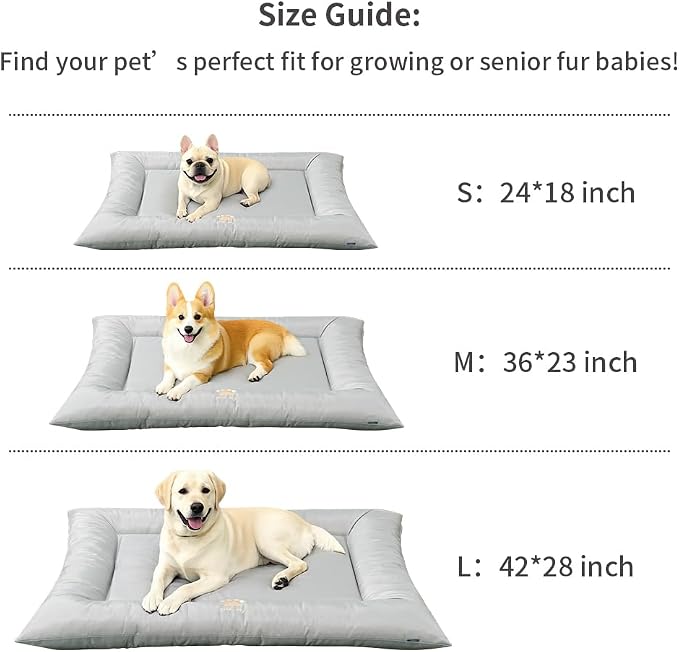 SOMAHE Large Dog Bed with Removable Washable Cover - Orthopedic XL Dog Crate Pad, Waterproof Oxford Fabric, Non-Slip Bolster Bed for Large Dogs, 42x28 Inch, Gray