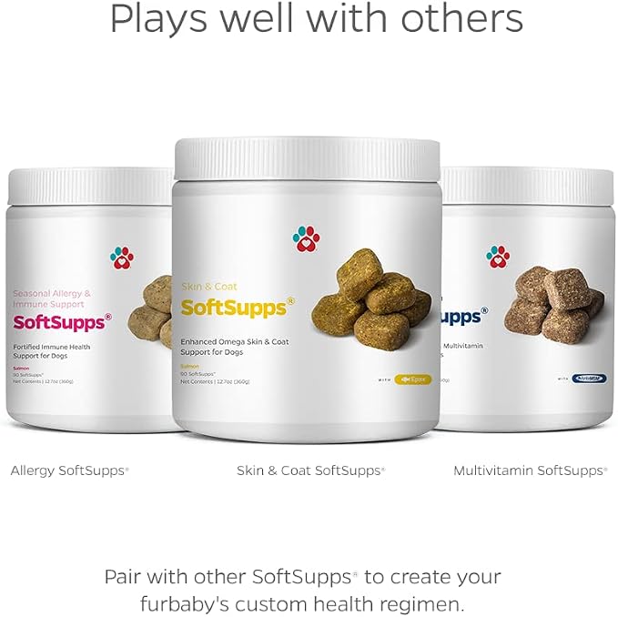 Pet Parents® Skin & Coat SoftSupps® Dog Skin and Coat Supplement with Omega 3 Fish Oil for Dogs, Vitamin E for Dogs, and Biotin for Dogs for Dog Itch Relief, Dog Skin Care, 90ct Skin Vitamins for Dogs