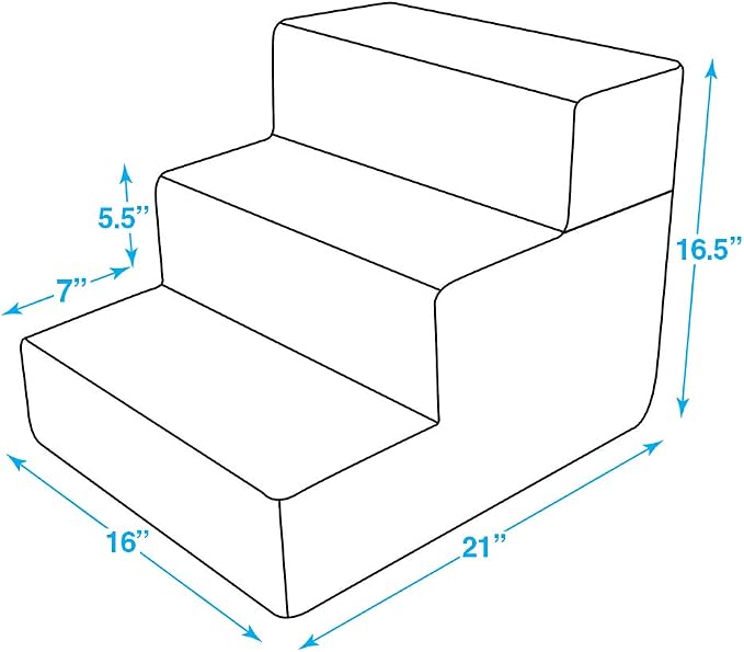 Best Pet Supplies Dog Stairs & Steps - Foam Steps for Small Dogs & Cats, Non-Slip Indoor Balanced Pet Step Support, Dog Ramp, No Assembly, Sand, Foldable 3-Step (16.5-inch Height)