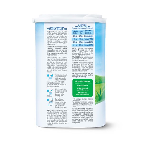 Happy Baby Organics Stage 1 Infant Formula, 0-12M, Modeled After Breast Milk, USDA Organic, Probiotics & Prebiotics, Iron & DHA, 22.9oz x4