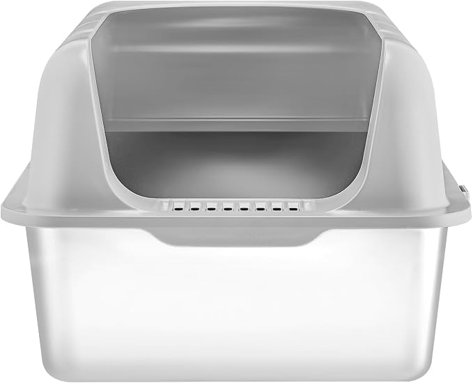 VEVOR Stainless Steel Cat Litter with Lid, XL Extra Large Enclosed Cat Litter Box for Big Cats, High Sides Metal Litter Box, Anti Leakage,Odor-Free & Easy Cleaning,Include Scoop & Foot Board