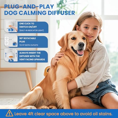 Dog Calming Diffuser, Dog Pheromones Calming Diffuser, Relaxing Pheromone for Dogs Relief Stress Anxiety Reduce Aggression Barking, Help Train Dog to Pee