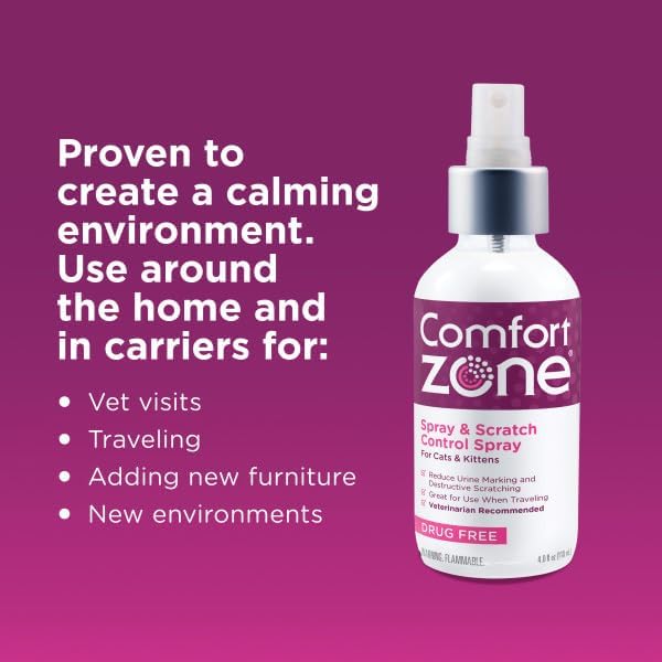 Comfort Zone Starter Bundle; Cat Calming Pheromone Diffuser Kit and Calming Travel Spray; Reduce Stress, Aggression, Fighting, Urine Marking and Scratching