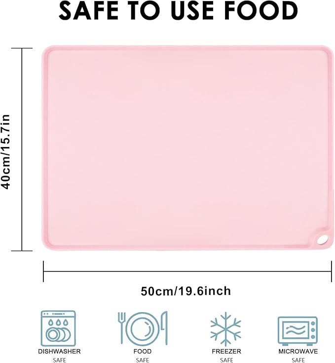 Kids Silicone Cloud Shape Non Slip Placemat for Baby Toddlers - Portable Food Mat, BPA Free Reusable for Travel and High Chairs - Easy to Clean and Roll Up (Pink)