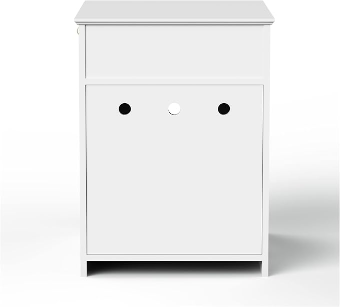 NicBex Cat Litter Box Enclosure with Drawer and Single Door Hidden Litter Box Furniture Pet Crate Covered Nightstand,Night Stand Cat House Indoor,White,18.9'' W