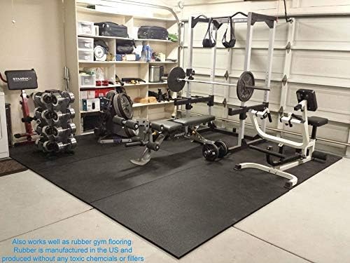 American Floor Mats - Heavy Duty Stall Tiles - Stable/Horse Tiles - Thick, Durable Rubber Flooring Solid Black 8' x 12' Set 3/8" Thick (24 Tiles Total)