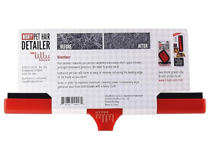 Lilly Brush Mighty Pet Hair Detailer Head (NO HANDLE) Dog & Cat Fur Clean-Up for Carpets and Rugs. Fits on ALL standard broom sticks.
