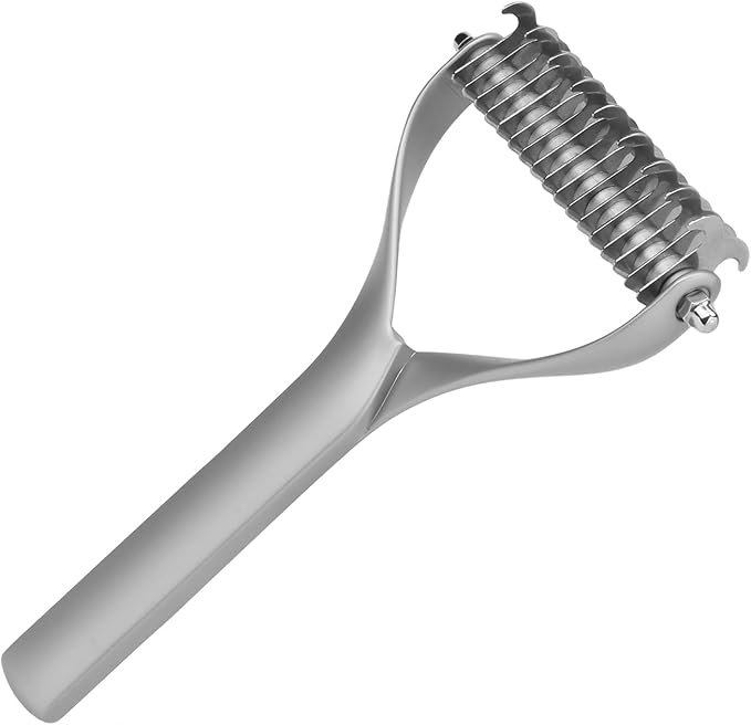 2 - Sided Pet Grooming Tool, Undercoat Rake for Dogs and Cats, Double - Headed Brush with Thinning and Dense Blades to Remove Loose Hair and Knots, Zinc Alloy Comb for Pup (Large 24 Inch)