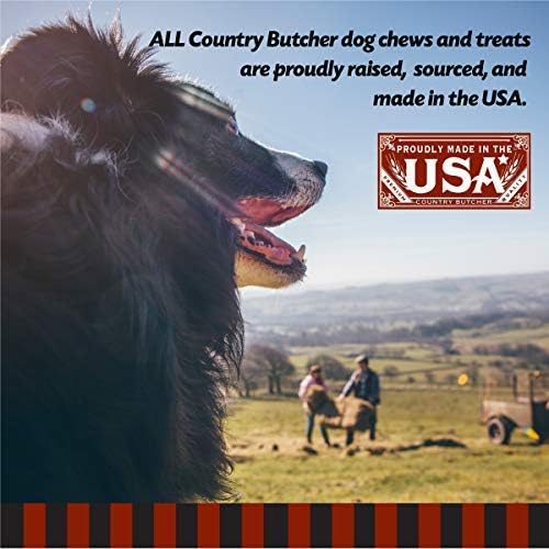 THE COUNTRY BUTCHER Pork Roll Dog Chews for Large Breed Dogs, Natural, Dental Treat, Made in the USA, 10 Count - Rawhide Free, No Bones