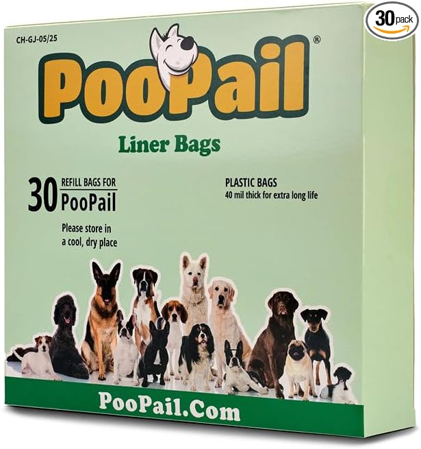 Heavy Duty & Leak-Proof Dog Poop Bags for Poopails - Eco-Friendly, Biodegradable & Unscented, Large Size for Easy Cleanup