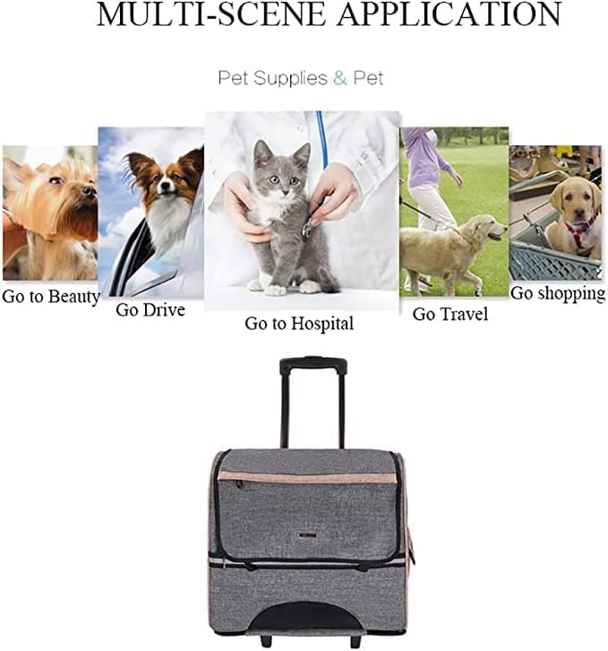 OLOTU 2 in 1 Pet Trolley Case, Cat Backpack with Rollers, Large Space Rolling Pet Carrier for Small Medium Dogs Cats