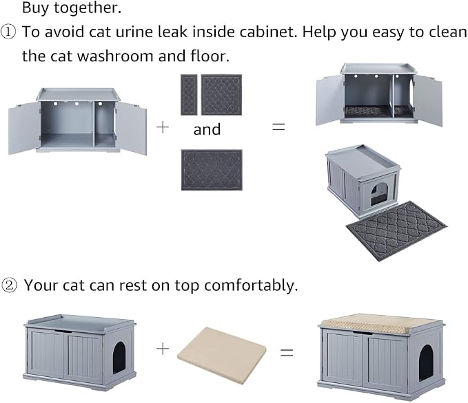 unipaws Cat Litter Box Enclosure Furniture, Cat Washroom, Hidden Litter Box Cover, Cabinet for Large Cat, Dog Proof Cat Litter Boxes, Hideaway Litter Box, Cat House, Grey