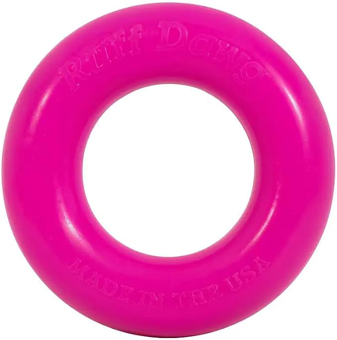 Ruff Dawg Indestructible Dawg-Ring Medium 6” 1pc Color Varies – Heavy-Duty Solid Rubber Tug & Fetch Toy for Dogs Up to 40 lbs – Floats & Bounces – Made in USA