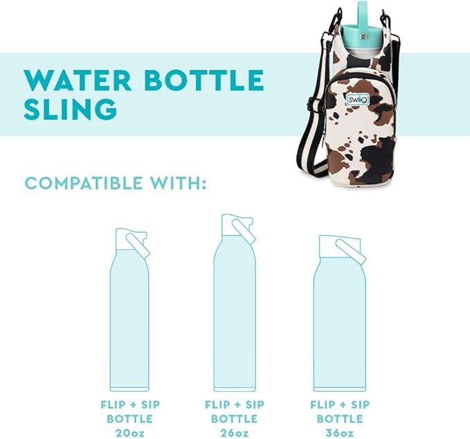Swig Life Water Bottle Sling Bag, Water Bottle Holder with Adjustable Strap, Carrier Bag with Zippered Phone Pocket, Holds 36oz (Love All)