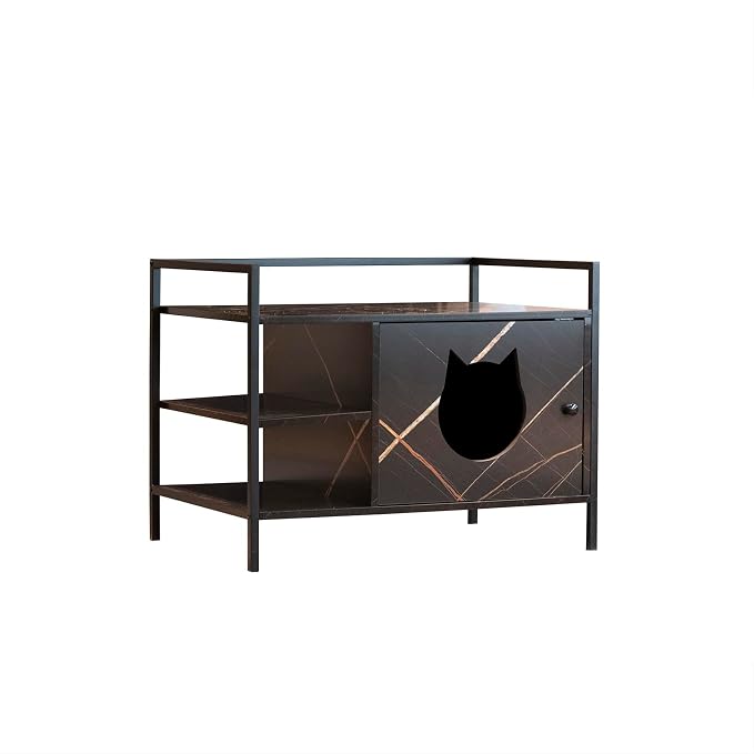 Pet Crate Cat Washroom Hidden Cat Litter Box Enclosure Furniture Nightstand with Cat Scratch Pad for Pet Home Decoration Brown One Size