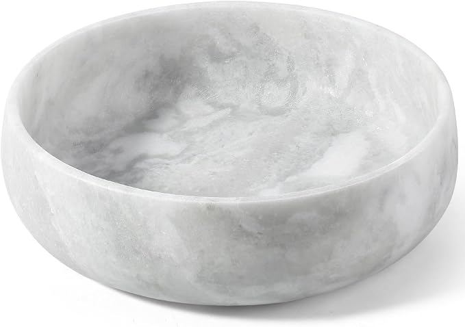 Karibiber Grey Marble Dog Bowl, 6lbs Non-Slip,Non-Tipping Heavy Dogs Food Bowl, Large Dog Dish, Weighted Food and Water Bowls for Large Dogs, Natural Marble, Easy to Clean, Holds 6 Cups