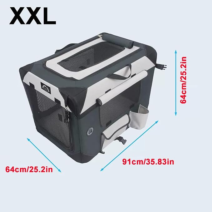 Motorcycle Dog Pack 600D Oxford Cloth Construction Waterproof with Sturdy Metal Frame, Breathable Pet Pack for 40 Kg(XXL)