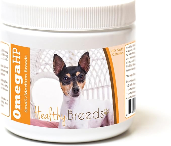 Healthy Breeds Toy Fox Terrier Omega HP Fatty Acid Skin and Coat Support Soft Chews 60 Count