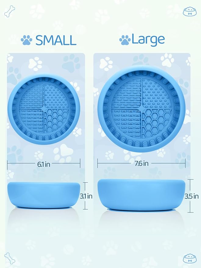 Dog Lick Bowl for Large Dogs, Lick Mat, Slow Feeder Lick Bowl with Brush and Scraper,Strong Suction, Freeze Licking Bowl for Anxiety Relief, Enrichment & Distraction, Dishwasher Safe 7.6 * 3.5 inch