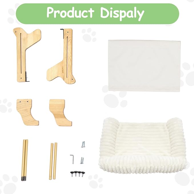 Woochpet cat Window Perch for Indoor Cats Large Window Hammock with Washable Cover Suitable for All Seasons cat Window Bed for Adults Cats and Kittens(White)