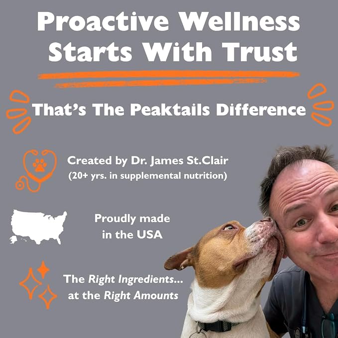 KALA HEALTH PeakTails Hip & Joint Plus HA for Dogs – 90 Tablets, Glucosamine, Chondroitin, OptiMSM, Vitamin C & Hyaluronic Acid – Supports Joint Mobility & Comfort