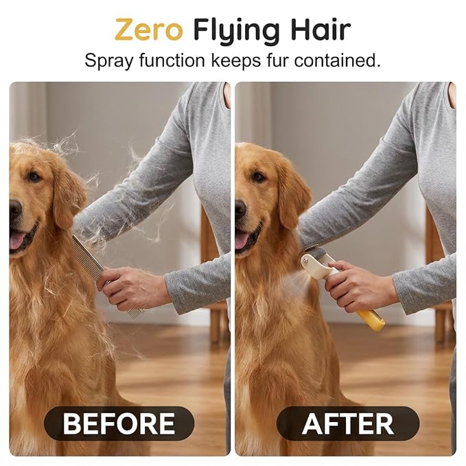 Pet Grooming Brush, Double Sided Pet Grooming Tool for Dogs and Cats, Extra-Wide Stainless Steel Deshedding Dog Brush for Matted Fur Medium or Long Haired Breeds (Yellow, 1pcs)