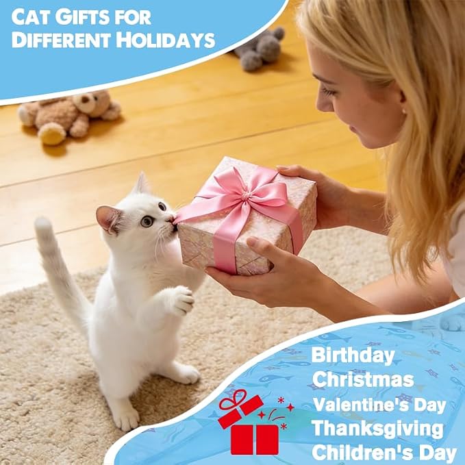 Interactive Cat Toy, Automatic Activated Hide and Seek Toys for Indoor Cats, with Moving Feathers, Switchable Mouse Sounds, Rechargeable
