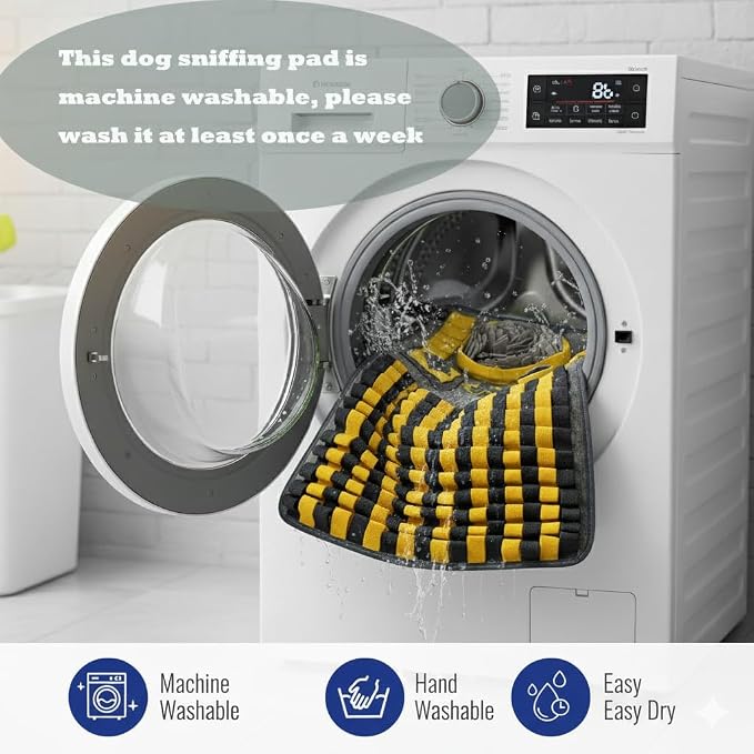 CareCoop M Snuffle Mat for Dogs Yellow - Large Interactive Dog Puzzle Toy Enrichment Feeding Mat for Mental Stimulation, Slow Feeder Nosework Game, Washable Non-Slip Sniff Mat for Medium Dogs