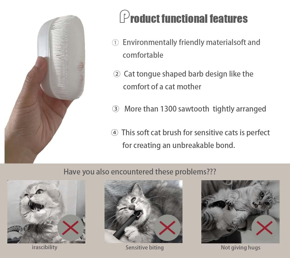 SoarExcelleryy Soft Fur Cat Brush - Over 1000 gentle cat tongue brushes with prickly serrations, suitable for sensitive cats - comfortable, lightweight, gentle, perfect for enhancing intimacy (blue)