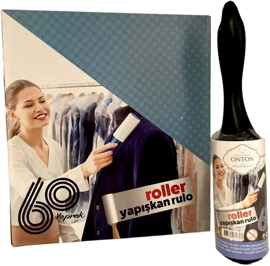 Lint Roller 60 Sheets Refillable Pet Hair Remover Tool for Furniture Clothes and Cars Easy Grip Handle