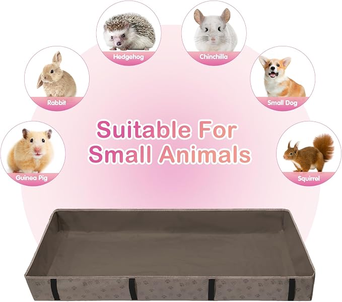 Funfurry Waterproof Guinea Pig Cage Liner,Washable Tarp Bottom Base,Cage Liners for Small Animals,Hamster Chinchilla Hedgehog Ferret Rabbit. (Tan Brown-Paw, 28" X 56")