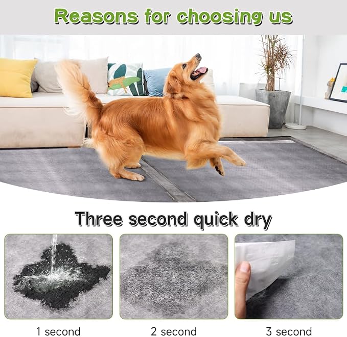 36"x36" Activated Charcoal Pee Pads for Dogs , 50 Count, Extra Large, Super Absorbent, Leakproof and Odor Resistant, Disposable Puppy Pads, Pet Training Pads, Potty Pads