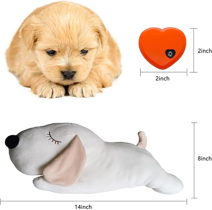 HonourHope Dog Heartbeat Toy for Anxiety Relief, Soft Plush Toy Pet Calming Puppy Behavioral Training Aid Pet Companion Pillow for Puppy Cat Kitty - Dog