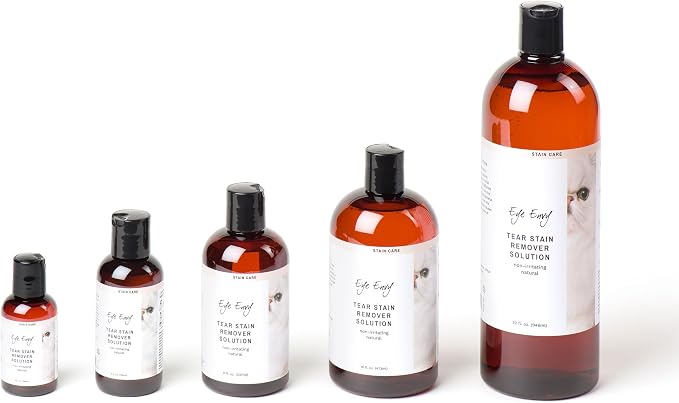 Eye Envy Tear Stain Remover Solution for Cats. Gentle, Natural and Safe. Cleans Tear Stains. Recommended by Breeders, Groomers. Remove Eye Stains from Persians and Exotics. 8 oz. Made in USA