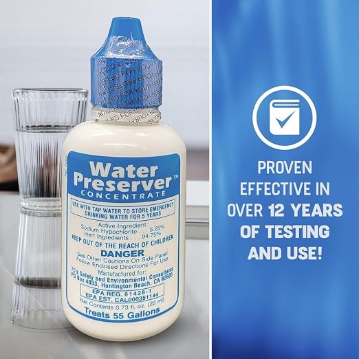 Water Preserver for 55 Gallon Water Tank - Purifies Water for Drinking for 5 Years - Ideal for Emergency Water Storage or Rain Collection - Survival Kit, Earthquake, Hurricane, Emergency Water-5 Pack
